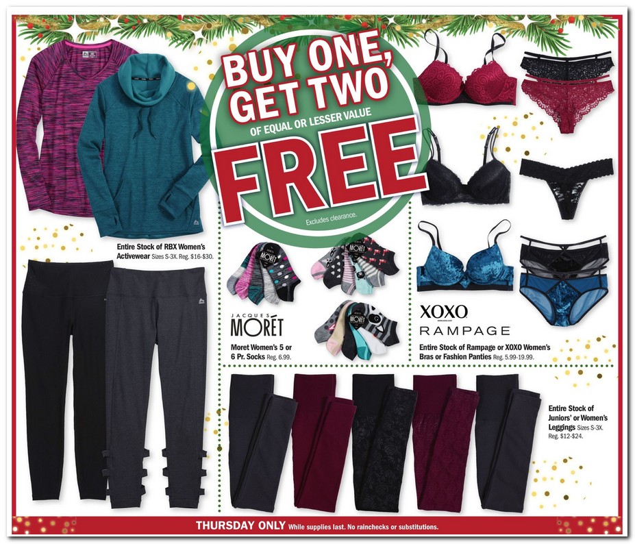 Buy 1, Get 2 Free Clothing cont.