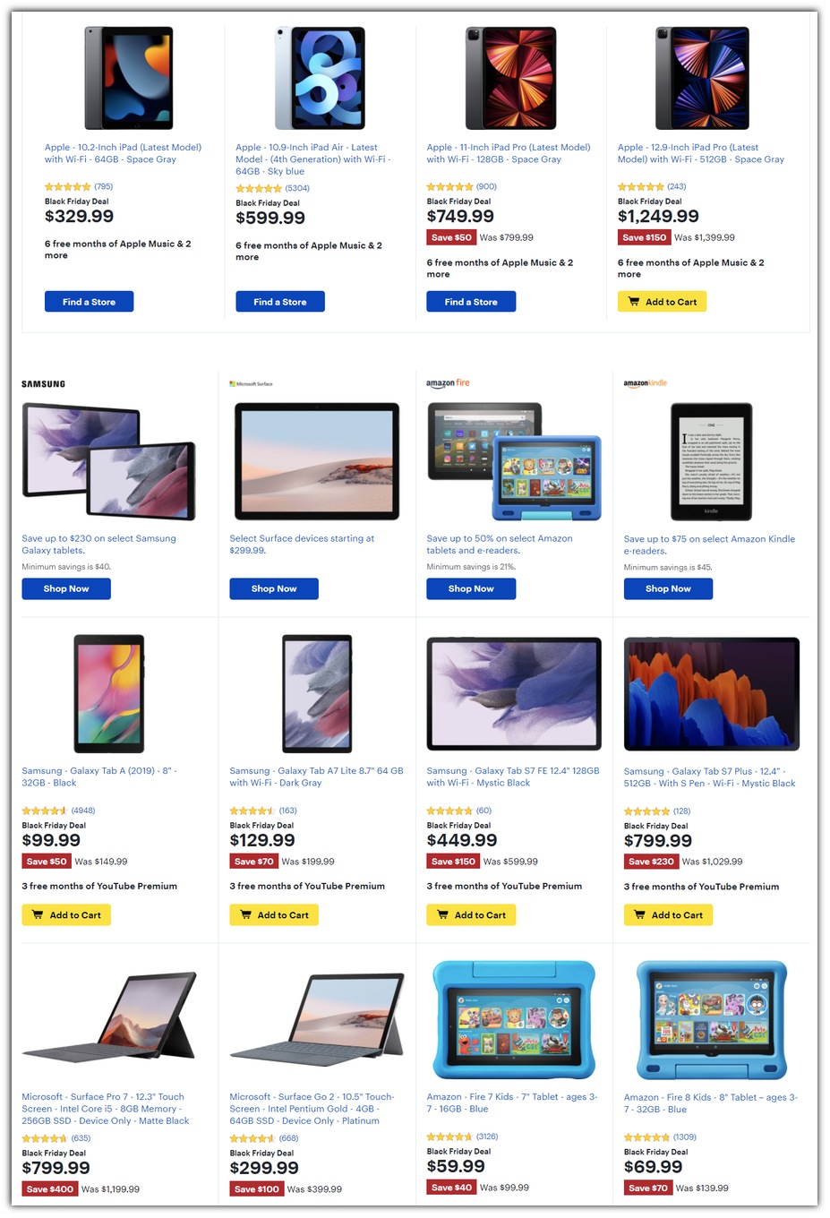 iPads / Samsung Tablets / Surface
