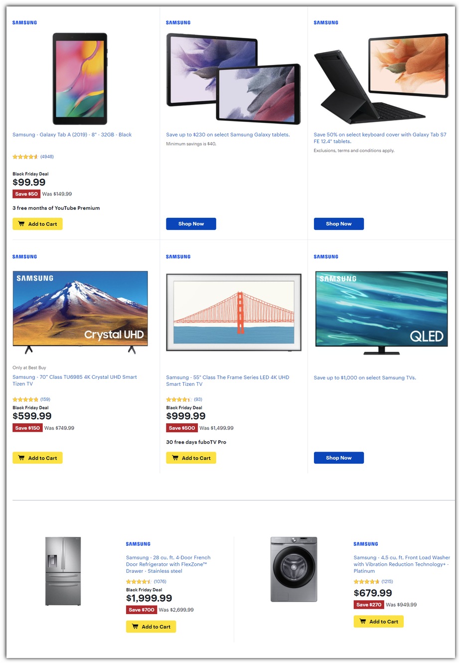 Samsung Tablets / 4K TVs / Appliances