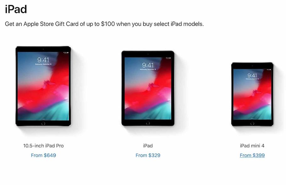 Up to $100 Gift Card with iPad