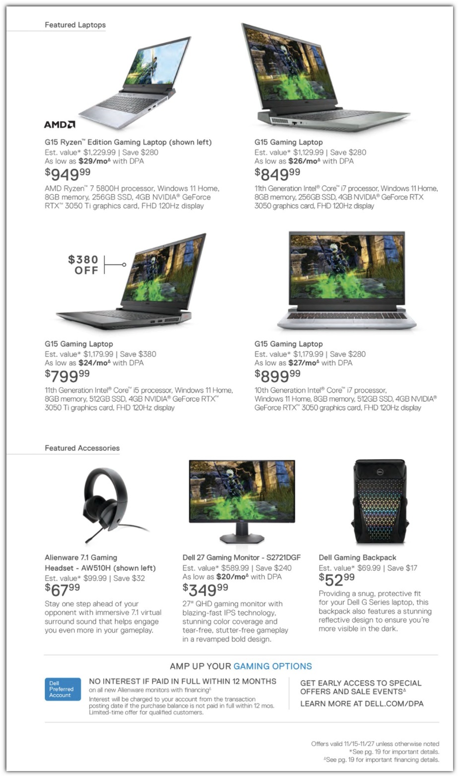 Gaming Laptops / Headset / Monitor