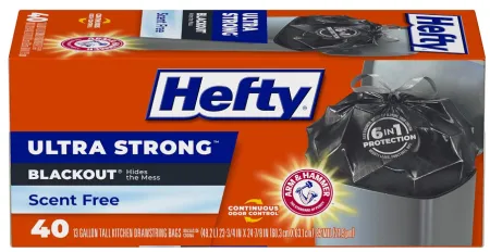 Hefty Ultra Strong Blackout Tall Kitchen Trash Bags, Clean Burst, 13 Gallon,  20 Count 