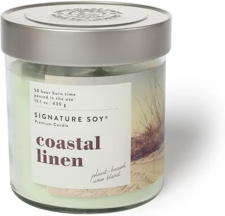 Signature Soy Lidded Coastal Linen 2-Wick Scented Candle  $6.93 at Amazon